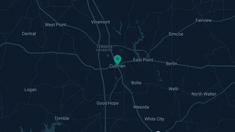 Map of Cullman, Alabama: 3 documented asbestos exposure sites