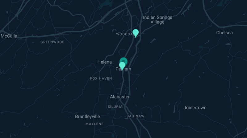 Map of Pelham, Alabama — 10 documented asbestos exposure sites
