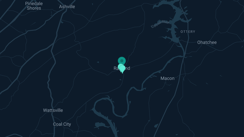 Map of Ragland, Alabama — 5 documented asbestos exposure sites