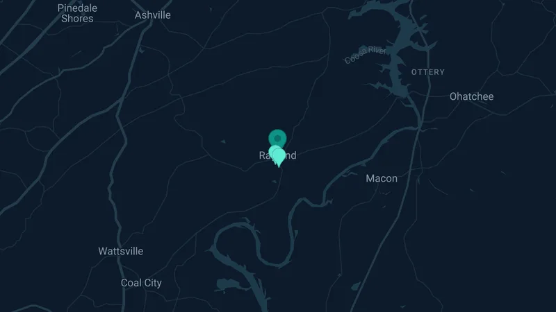 Map of Ragland, Alabama: 5 documented asbestos exposure sites