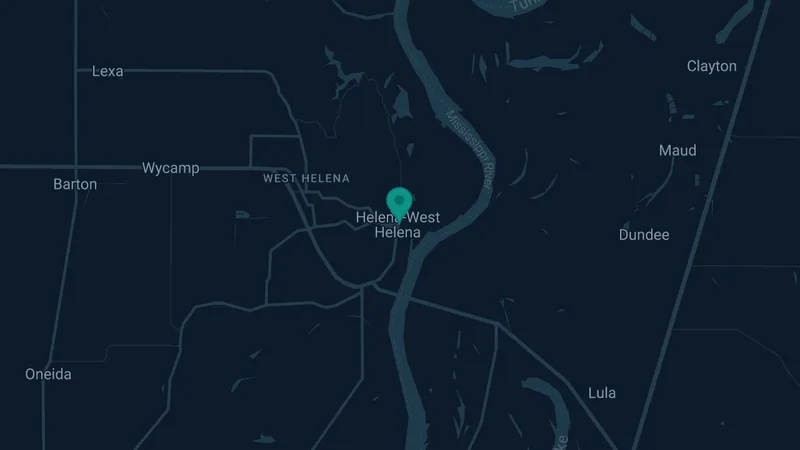 Map of Helena, Arkansas: 2 documented asbestos exposure sites