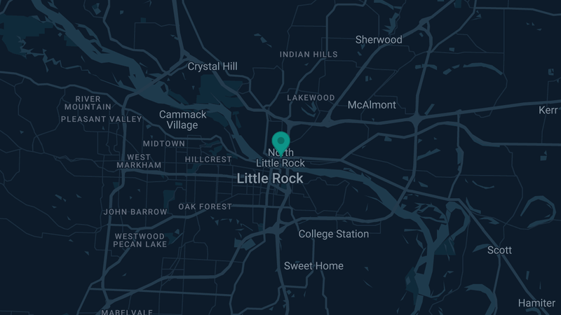 Map of N. Little Rock, Arkansas — 2 documented asbestos exposure sites