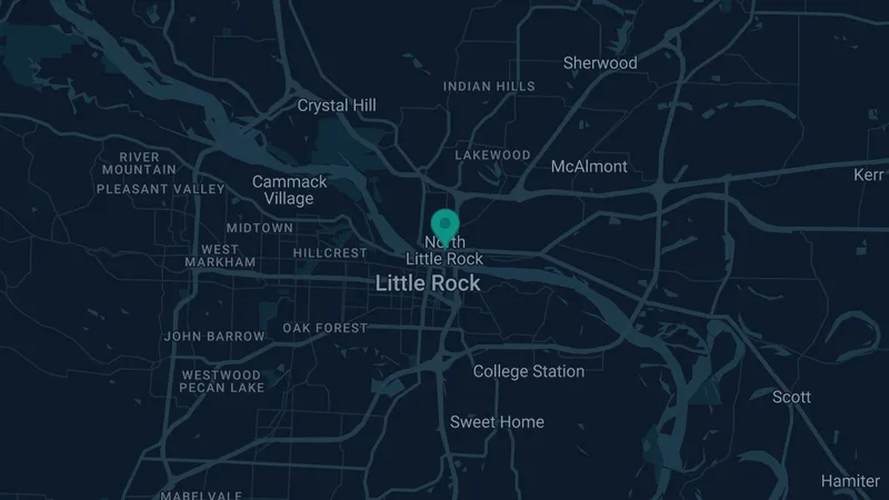 Map of N. Little Rock, Arkansas: 2 documented asbestos exposure sites