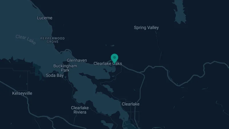 Map of Clear Lake Keys, California: 2 documented asbestos exposure sites