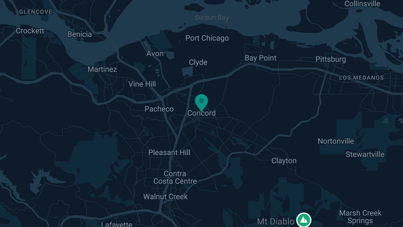 Map of Concord, California — 2 documented asbestos exposure sites