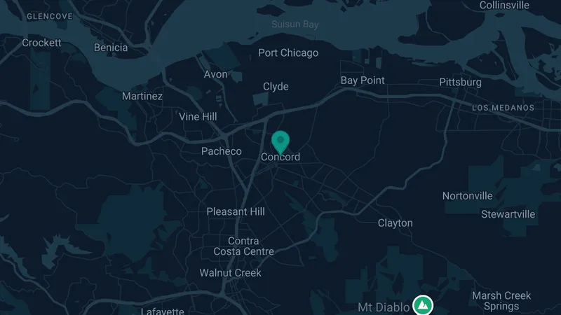 Map of Concord, California: 2 documented asbestos exposure sites