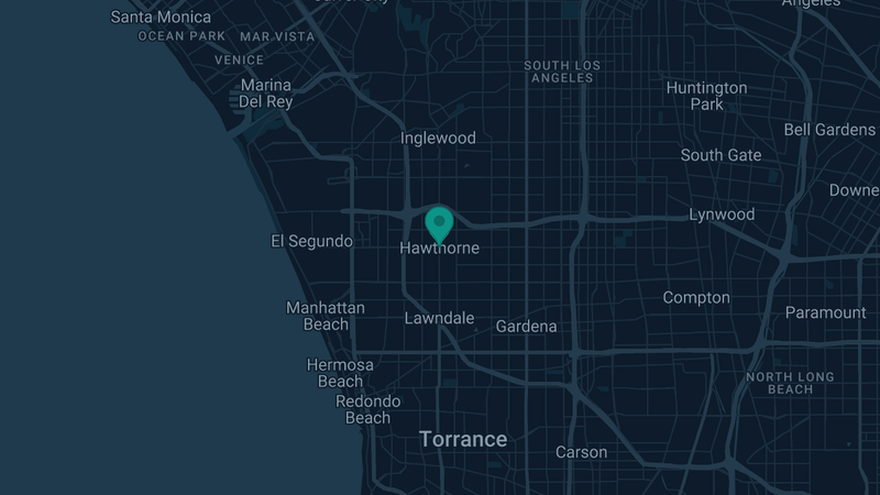 Map of Hawthorne, California — 2 documented asbestos exposure sites