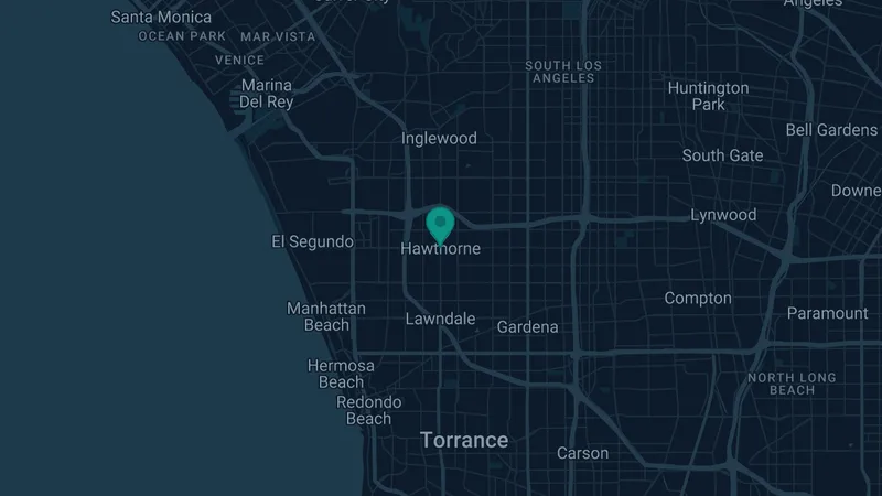 Map of Hawthorne, California: 2 documented asbestos exposure sites