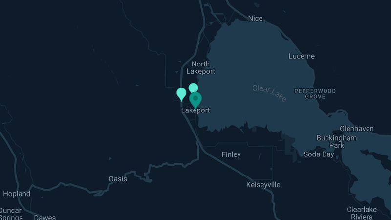 Map of Lakeport, California — 3 documented asbestos exposure sites