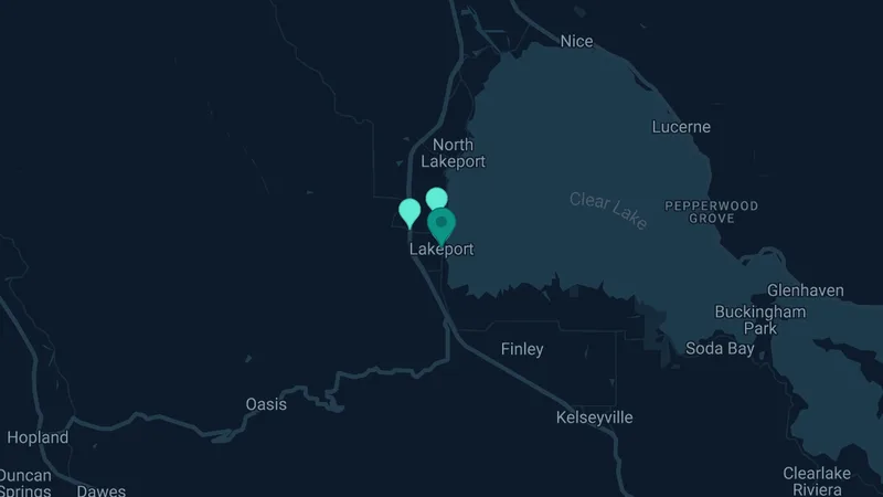 Map of Lakeport, California: 3 documented asbestos exposure sites