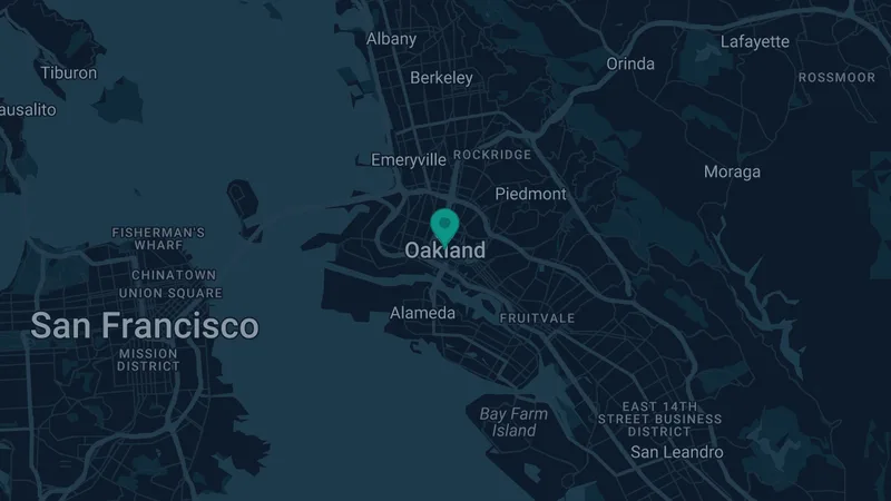 Map of Oakland, California: 3 documented asbestos exposure sites