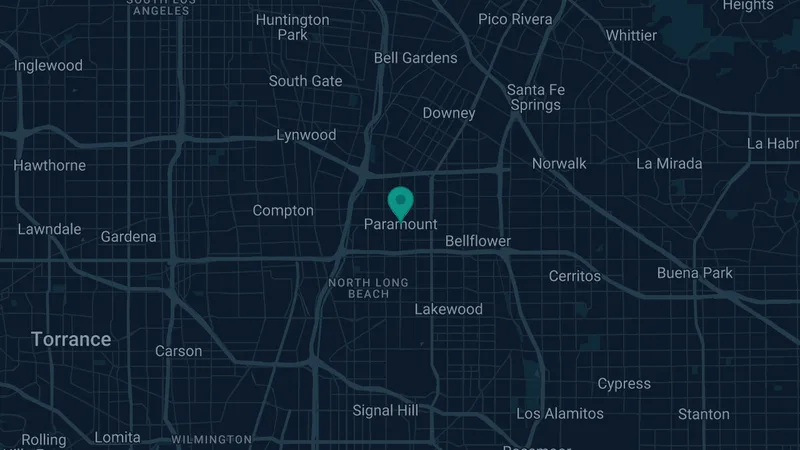 Map of Paramount, California: 2 documented asbestos exposure sites