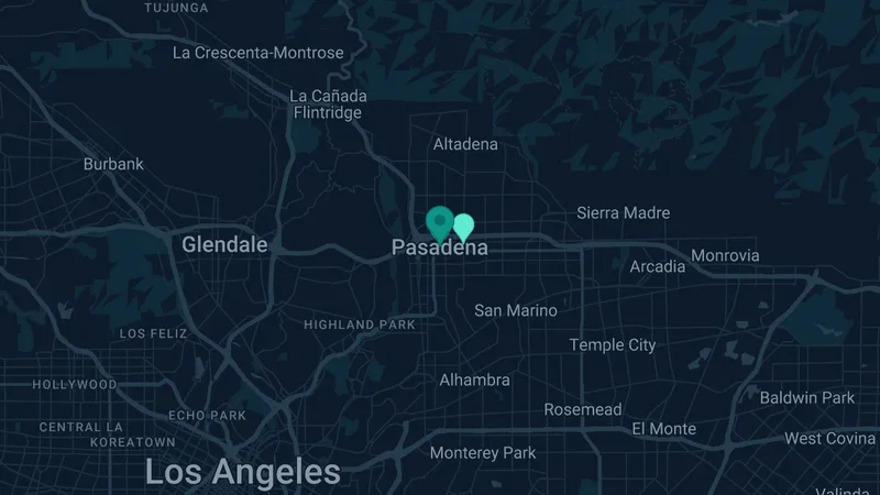 Map of Pasadena, California: 3 documented asbestos exposure sites