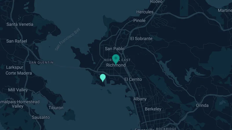 Map of Richmond, California: 3 documented asbestos exposure sites
