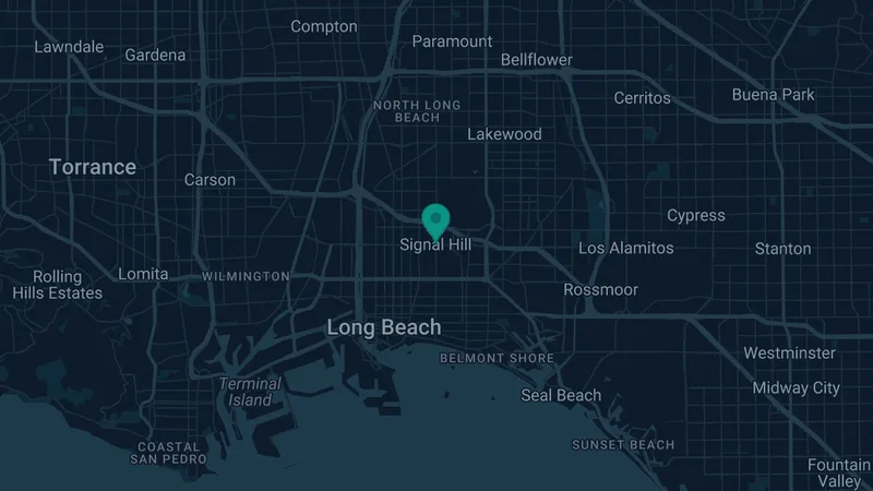 Map of Signal Hill, California: 3 documented asbestos exposure sites