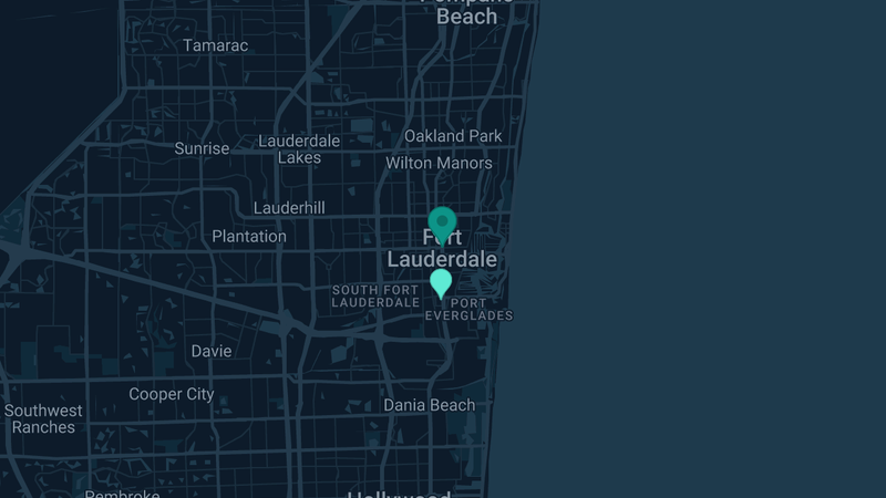 Map of Ft. Lauderdale, Florida — 4 documented asbestos exposure sites