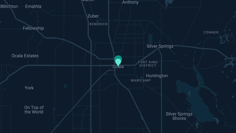 Map of Ocala, Florida — 2 documented asbestos exposure sites