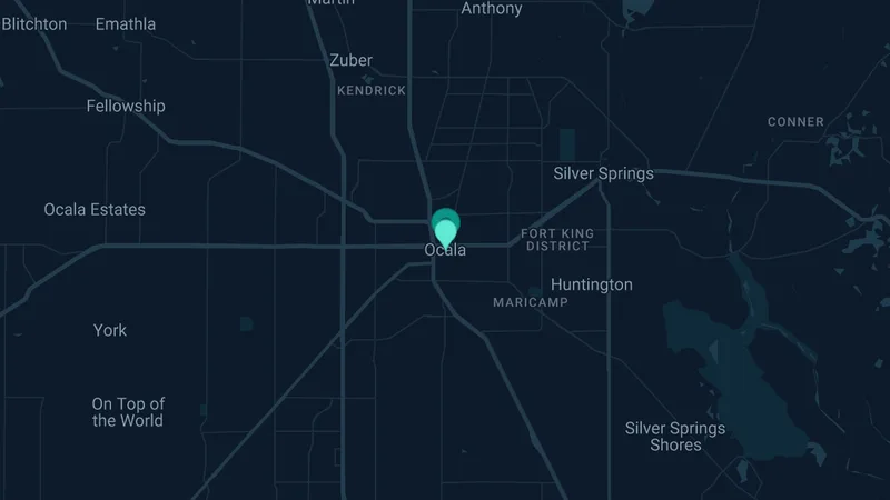 Map of Ocala, Florida: 2 documented asbestos exposure sites
