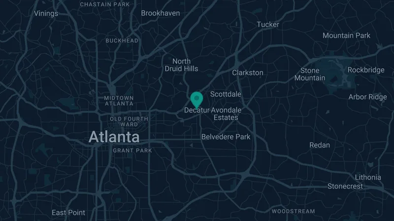 Map of Decatur, Georgia: 2 documented asbestos exposure sites