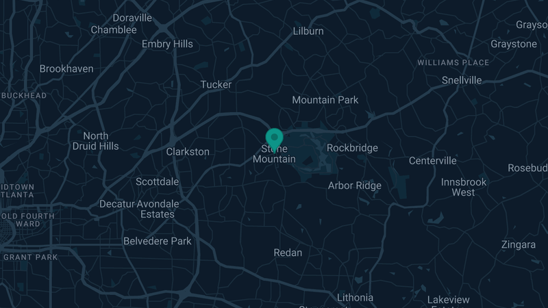 Map of Stone Mountain, Georgia — 2 documented asbestos exposure sites