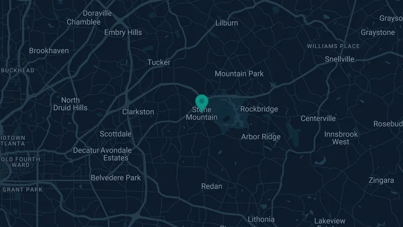 Map of Stone Mountain, Georgia: 2 documented asbestos exposure sites