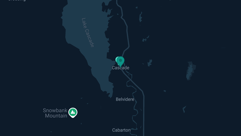 Map of Cascade, Idaho — 2 documented asbestos exposure sites
