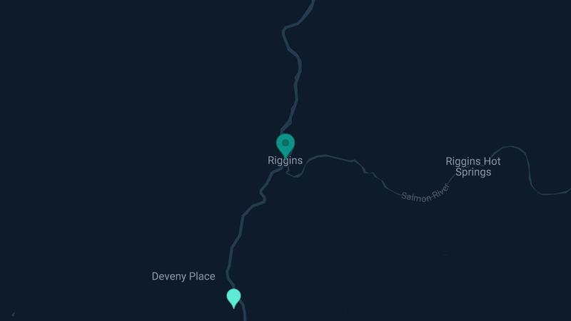 Map of Riggins, Idaho — 2 documented asbestos exposure sites