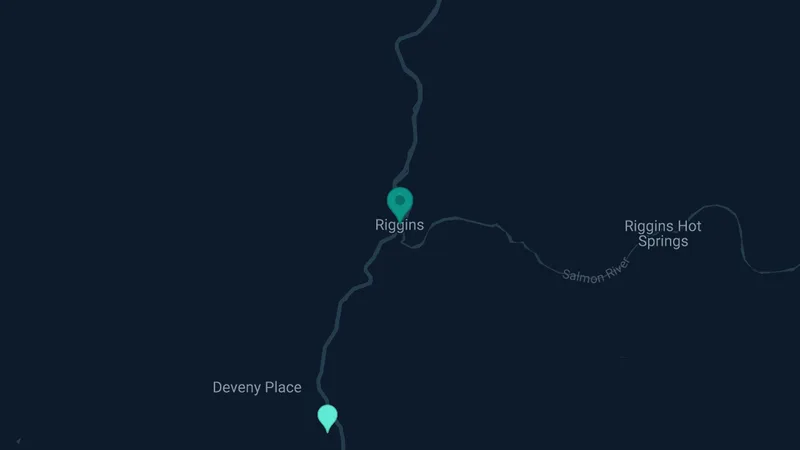 Map of Riggins, Idaho: 2 documented asbestos exposure sites