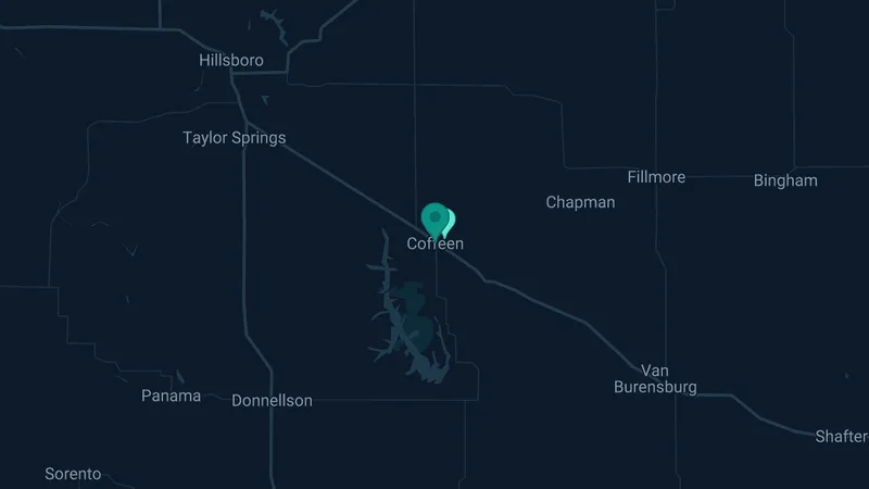 Map of Coffeen, Illinois: 2 documented asbestos exposure sites