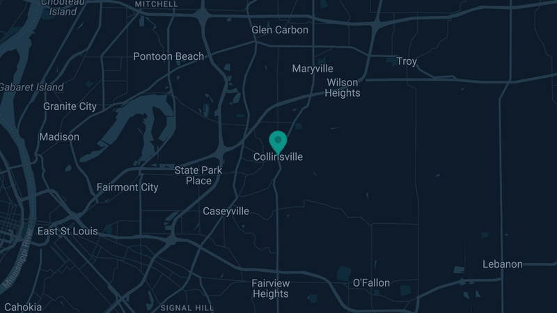 Map of Collinsville, Illinois — 2 documented asbestos exposure sites