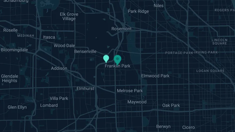 Map of Franklin Park, Illinois: 4 documented asbestos exposure sites