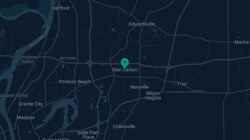 Map of Glen Carbon, Illinois — 3 documented asbestos exposure sites