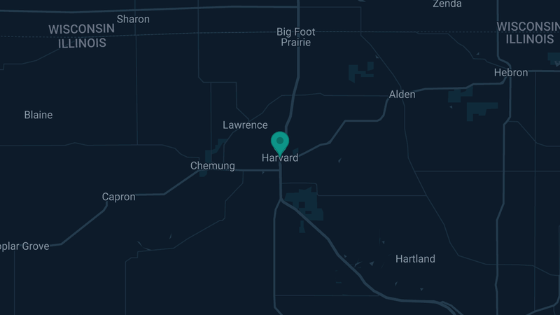 Map of Harvard, Illinois — 4 documented asbestos exposure sites