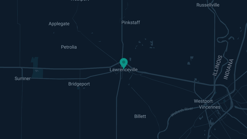 Map of Lawrenceville, Illinois — 2 documented asbestos exposure sites