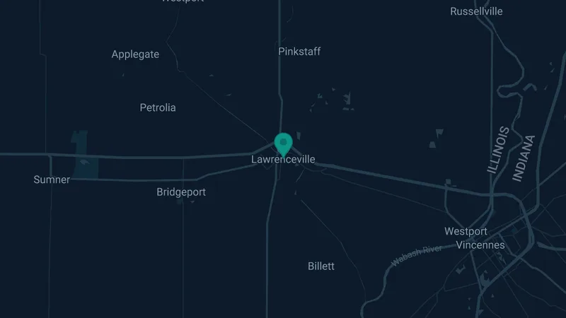 Map of Lawrenceville, Illinois: 2 documented asbestos exposure sites