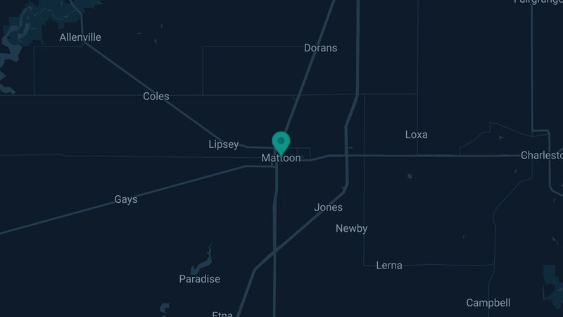 Map of Mattoon, Illinois — 2 documented asbestos exposure sites