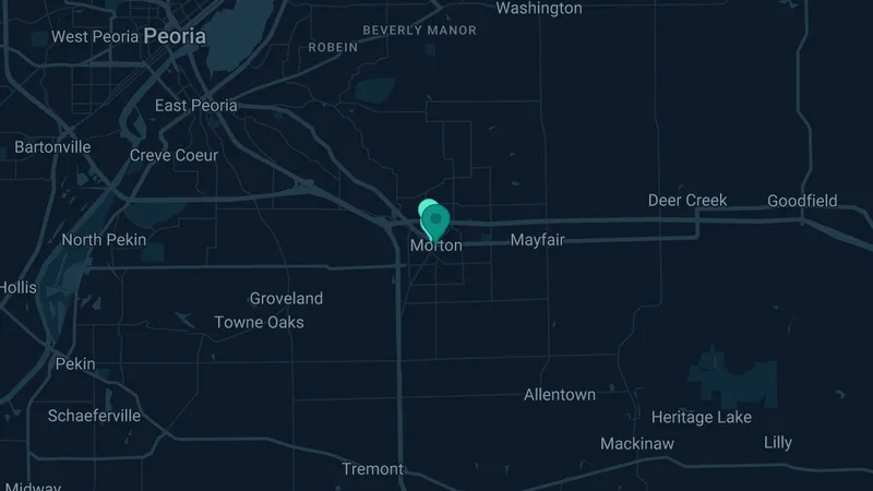 Map of Morton, Illinois: 3 documented asbestos exposure sites