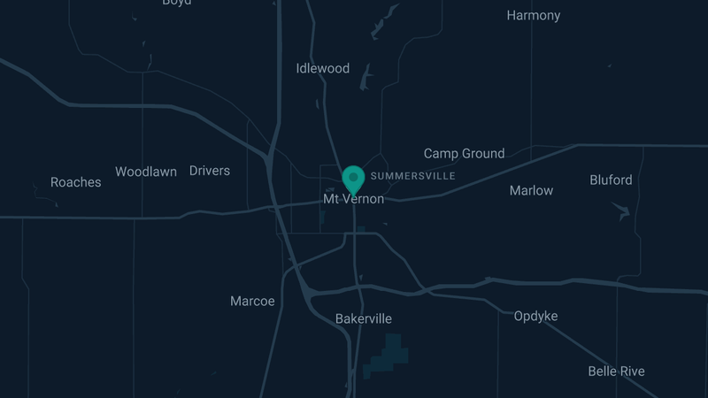 Map of Mount Vernon, Illinois — 3 documented asbestos exposure sites