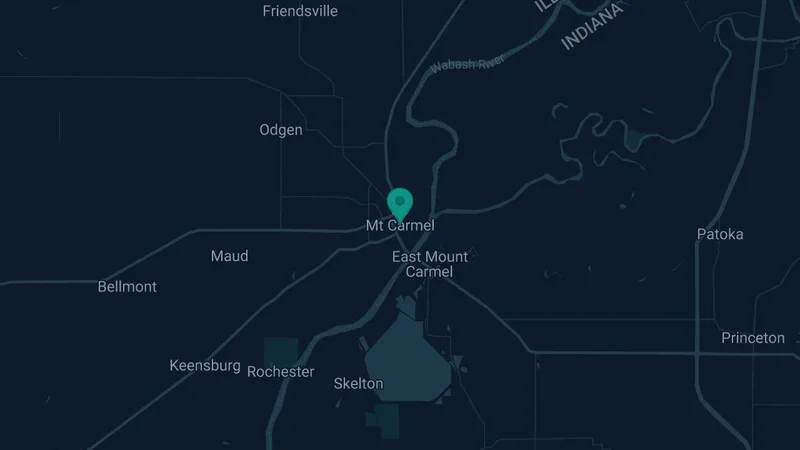 Map of Mt. Carmel, Illinois: 4 documented asbestos exposure sites