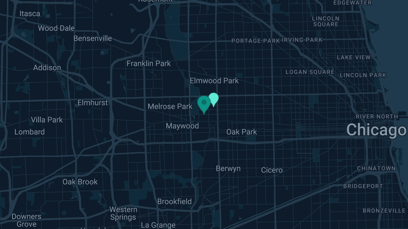 Map of River Forest, Illinois — 2 documented asbestos exposure sites