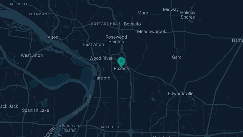 Map of Roxana, Illinois — 3 documented asbestos exposure sites