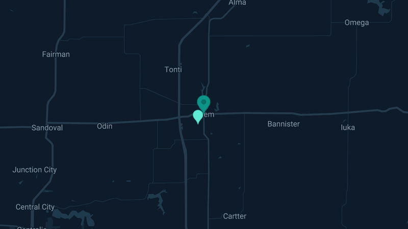 Map of Salem, Illinois — 4 documented asbestos exposure sites