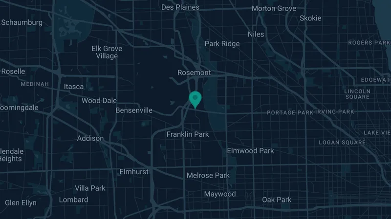 Map of Schiller Park, Illinois: 2 documented asbestos exposure sites