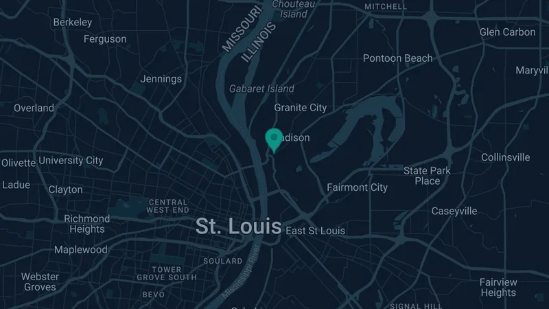 Map of Venice, Illinois: 2 documented asbestos exposure sites