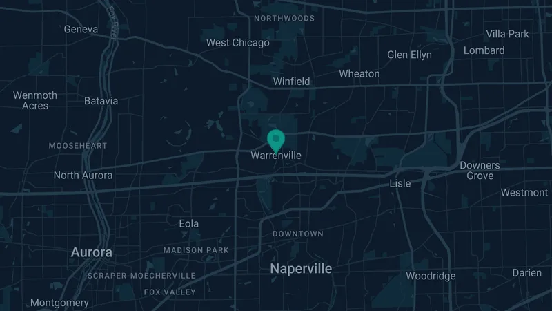 Map of Warrenville, Illinois: 2 documented asbestos exposure sites