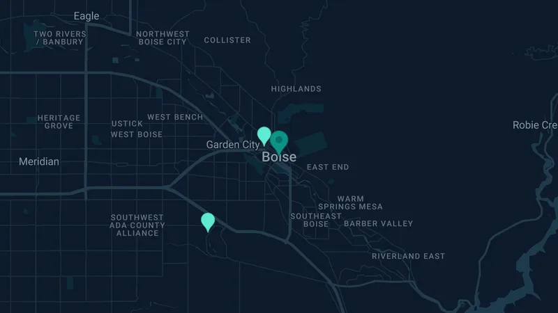 Map of Boise, Indiana: 2 documented asbestos exposure sites