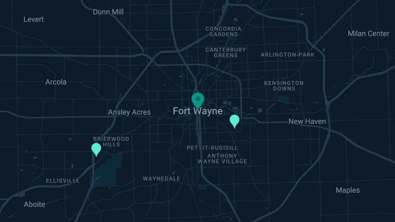 Map of Ft. Wayne, Indiana: 3 documented asbestos exposure sites