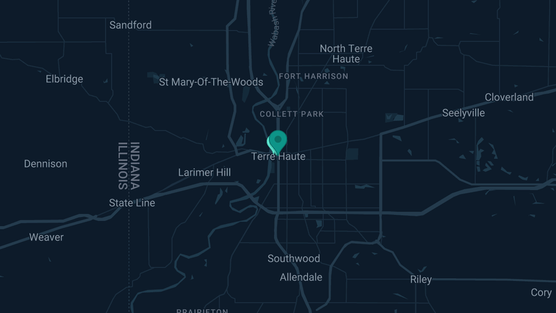 Map of Terre Haute, Indiana — 2 documented asbestos exposure sites