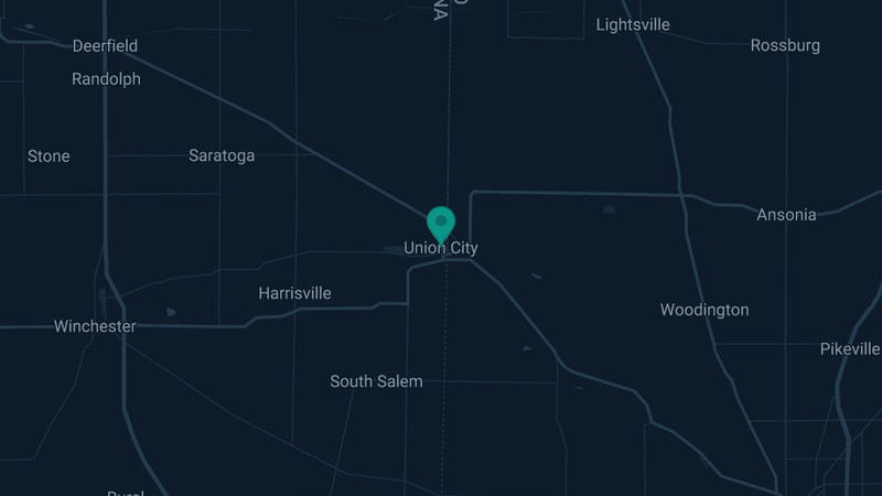 Map of Union City, Indiana — 3 documented asbestos exposure sites