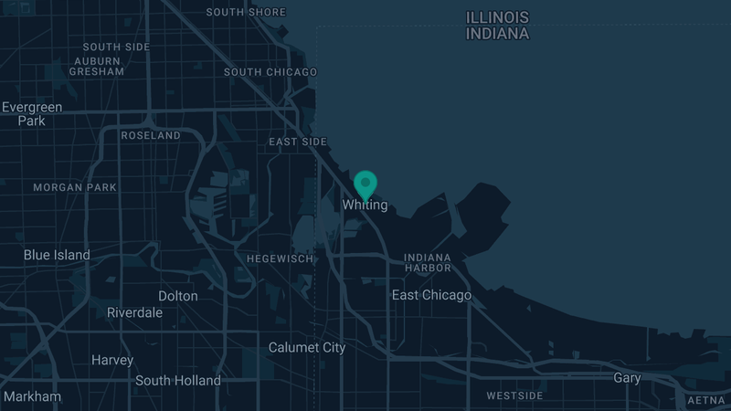 Map of Whiting, Indiana — 6 documented asbestos exposure sites